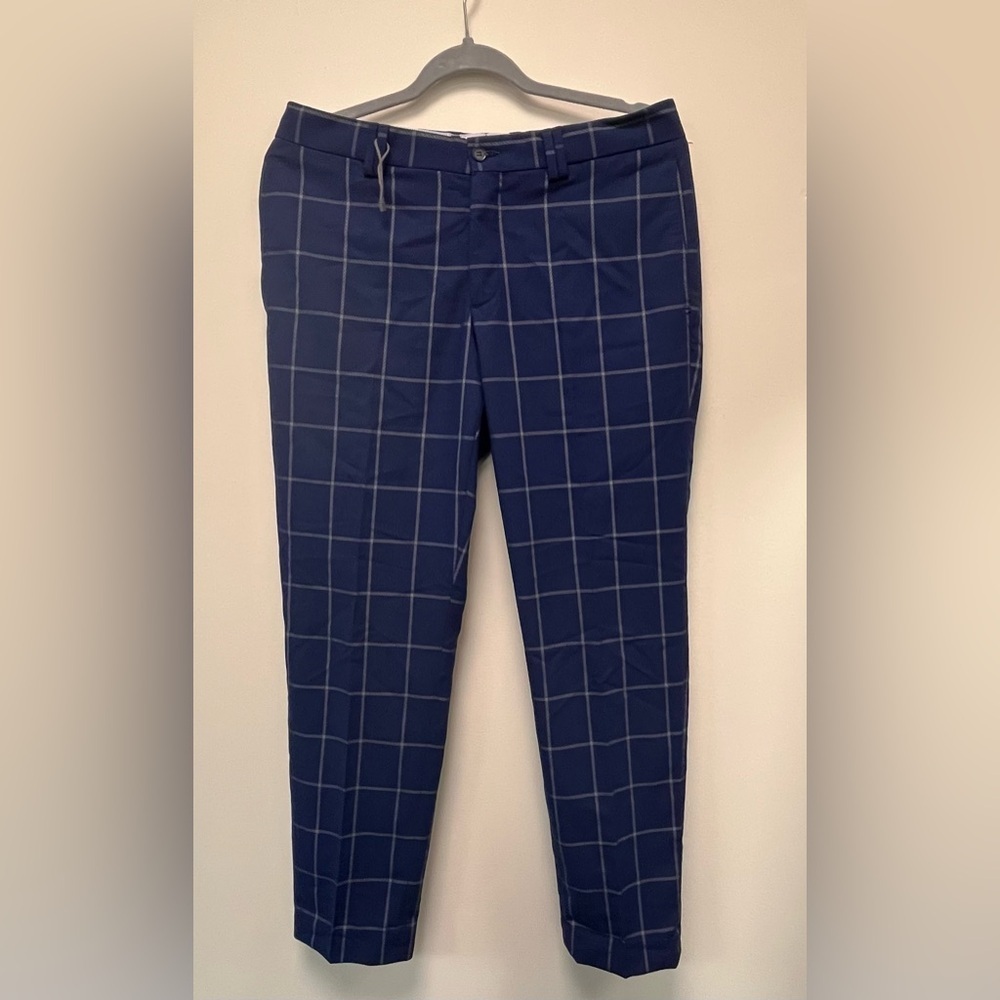 Zara Navy Blue Checkered Men's Pants